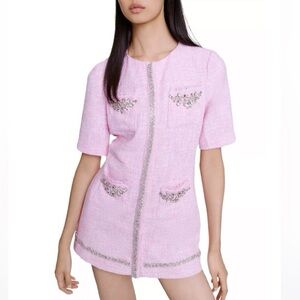 Maje Ipop Punk Tweed Embellished Playsuit Romper Size 38 US M NWOT